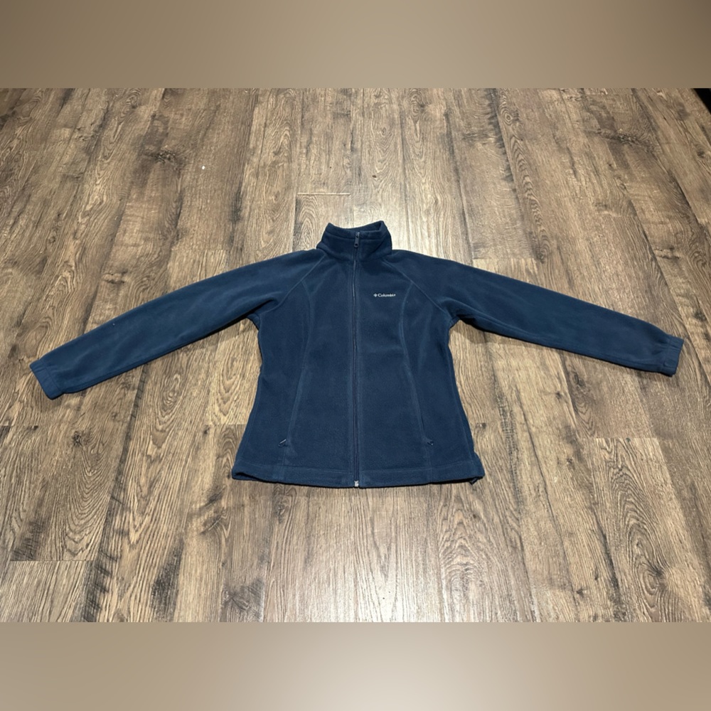 Women's size small, navy blue, Columbia, fleece, zip-up jacket.